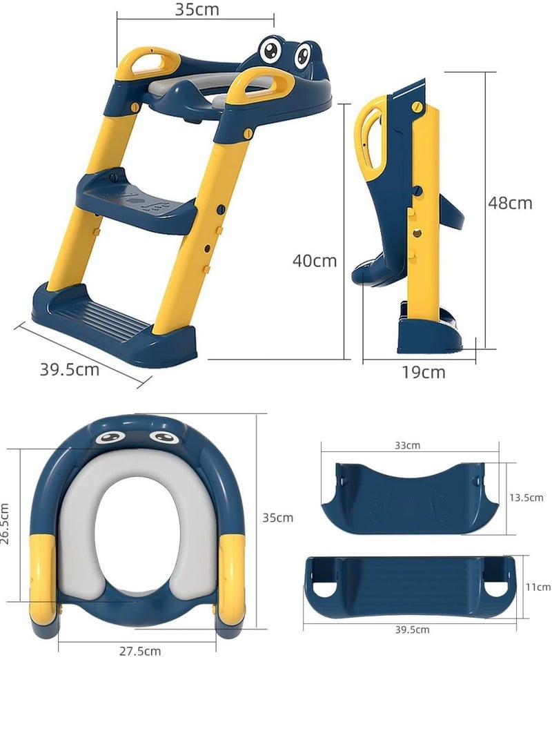 ممز بلانيت مقعد تدريب للأطفال على استخدام المرحاض، مصمم بشكل فريد ليكون مريحًا وآمنًا، ومزودًا بسلم مدمج ودرجتين. يتميز بألوانه الزاهية (الأزرق والأصفر) وتصميمه الصديق للأطفال، ليكون شريكًا مثاليًا في رحلة تعليم طفلك الاستقلالية. مقعد حمام اطفالي - قصرية اطفال - مقعد تدريب ذاتي._ مستلزمات اطفال ـ سلم تدريب الحمام للاطفال ـ مقعد تواليت للاطفال ـ لوازم الحمام للاطفال ـ منتجات تدريب الأطفال - Image 2